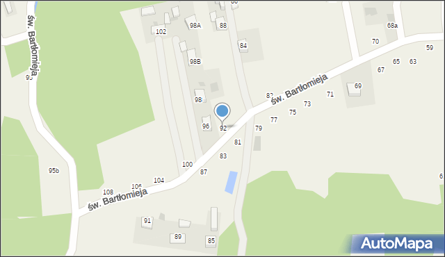 Poręba Spytkowska, św. Bartłomieja, 92, mapa Poręba Spytkowska