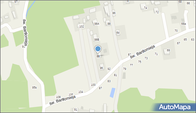 Poręba Spytkowska, św. Bartłomieja, 98, mapa Poręba Spytkowska