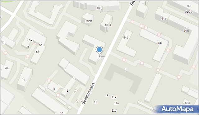 Poznań, Świerzawska, 4, mapa Poznania