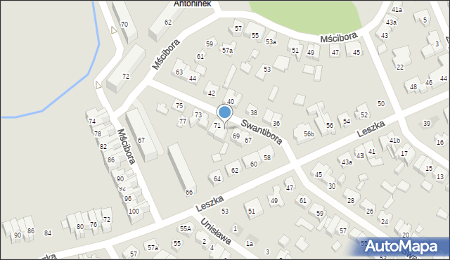 Poznań, Swantibora, 71a, mapa Poznania