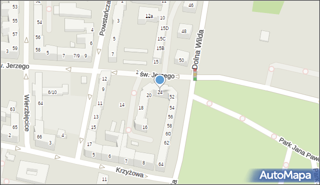 Poznań, św. Jerzego, 24, mapa Poznania