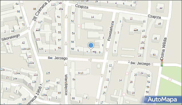 Poznań, św. Jerzego, 7a, mapa Poznania