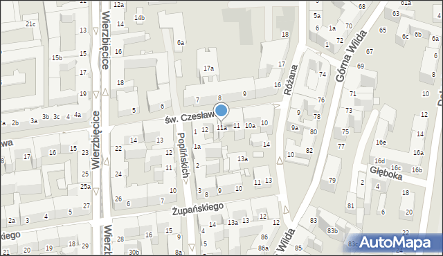 Poznań, św. Czesława, 11a, mapa Poznania