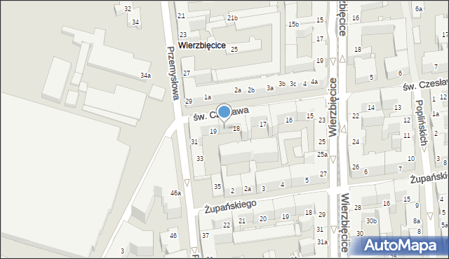 Poznań, św. Czesława, 18a, mapa Poznania