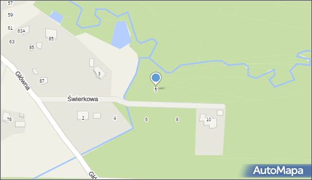Prace Duże, Świerkowa, 5, mapa Prace Duże
