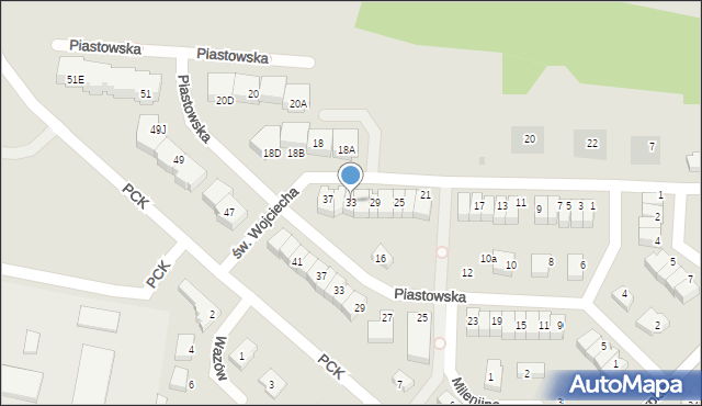 Pruszcz Gdański, św. Wojciecha, 33, mapa Pruszcz Gdański