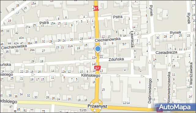 Przasnysz, św. Stanisława Kostki, 14a, mapa Przasnysz