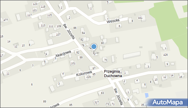 Przeginia Duchowna, św. Józefa, 72, mapa Przeginia Duchowna