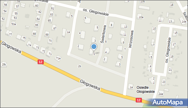 Przemków, Świerkowa, 1, mapa Przemków