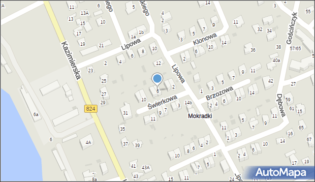 Puławy, Świerkowa, 6, mapa Puław