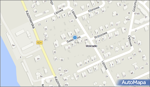 Puławy, Świerkowa, 7, mapa Puław