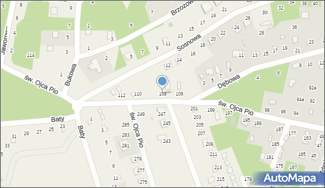 Radawa, św. Ojca Pio, 108, mapa Radawa