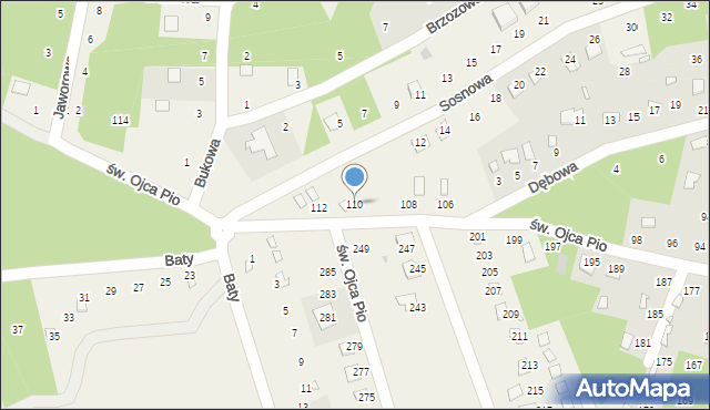 Radawa, św. Ojca Pio, 110, mapa Radawa
