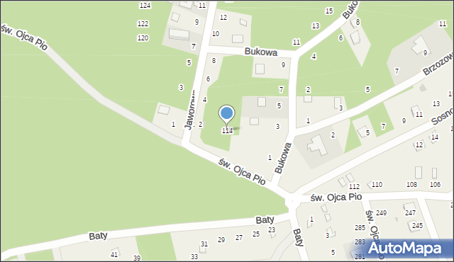 Radawa, św. Ojca Pio, 114, mapa Radawa