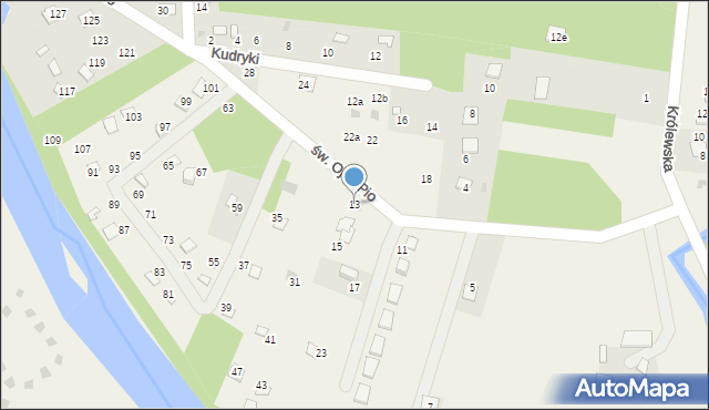 Radawa, św. Ojca Pio, 13, mapa Radawa