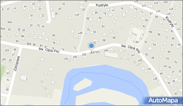 Radawa, św. Ojca Pio, 153, mapa Radawa