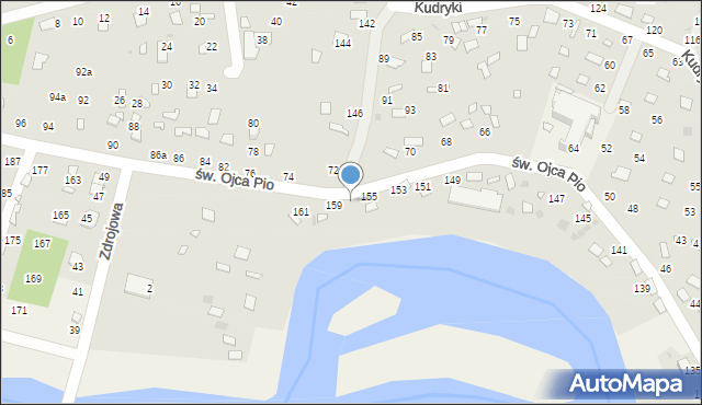 Radawa, św. Ojca Pio, 157, mapa Radawa