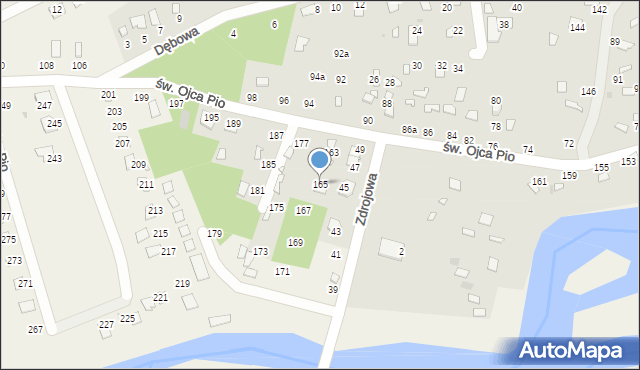 Radawa, św. Ojca Pio, 165, mapa Radawa