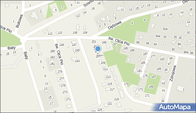 Radawa, św. Ojca Pio, 207, mapa Radawa