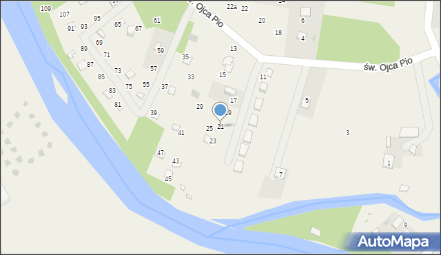 Radawa, św. Ojca Pio, 21, mapa Radawa