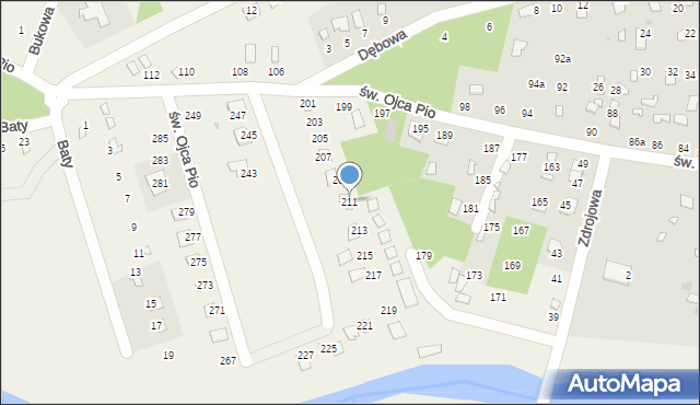 Radawa, św. Ojca Pio, 211, mapa Radawa