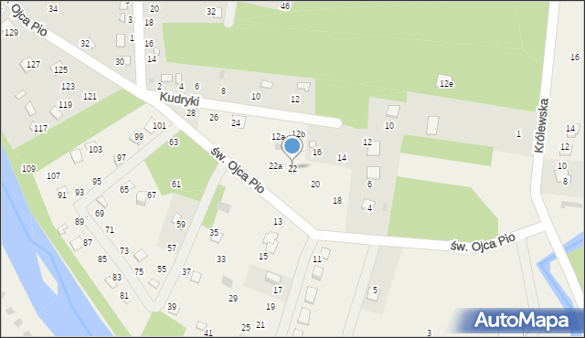 Radawa, św. Ojca Pio, 22, mapa Radawa