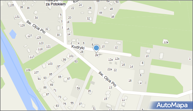 Radawa, św. Ojca Pio, 24, mapa Radawa