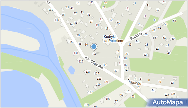 Radawa, św. Ojca Pio, 34, mapa Radawa