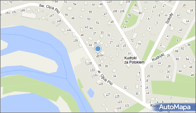 Radawa, św. Ojca Pio, 40, mapa Radawa