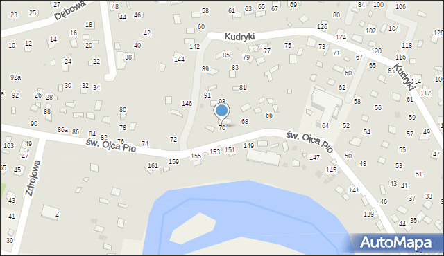 Radawa, św. Ojca Pio, 70, mapa Radawa