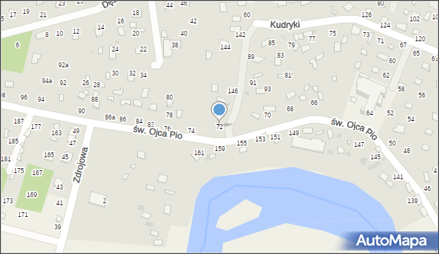 Radawa, św. Ojca Pio, 72, mapa Radawa