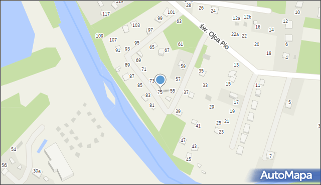 Radawa, św. Ojca Pio, 75, mapa Radawa