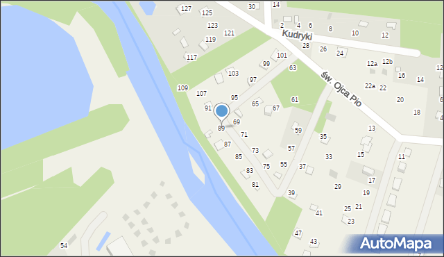 Radawa, św. Ojca Pio, 89, mapa Radawa