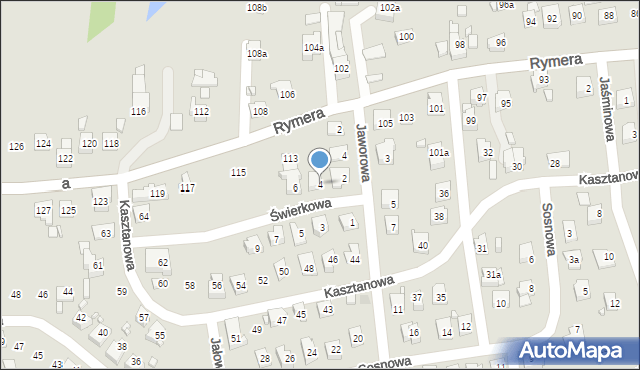 Radlin, Świerkowa, 4, mapa Radlin