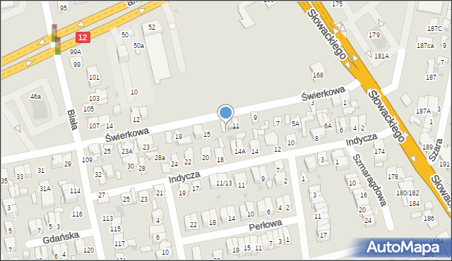 Radom, Świerkowa, 13, mapa Radomia
