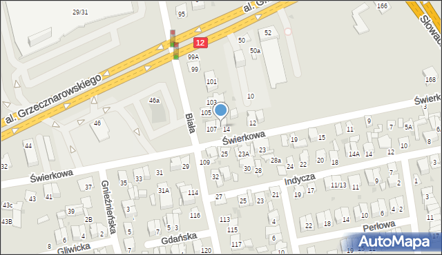 Radom, Świerkowa, 16, mapa Radomia