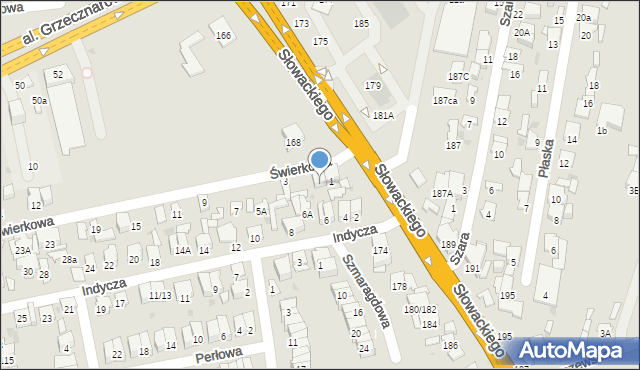 Radom, Świerkowa, 1A, mapa Radomia