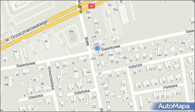 Radom, Świerkowa, 27, mapa Radomia