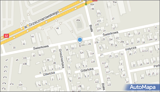 Radom, Świerkowa, 31, mapa Radomia