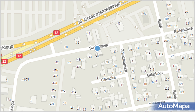 Radom, Świerkowa, 41, mapa Radomia