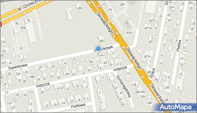 Radom, Świerkowa, 5, mapa Radomia