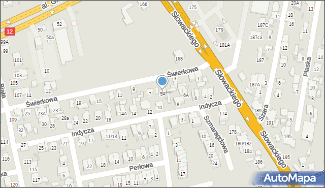 Radom, Świerkowa, 5A, mapa Radomia