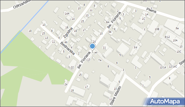 Radom, św. Floriana, 13A, mapa Radomia