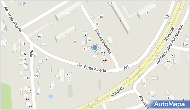 Radom, św. Brata Alberta, 13, mapa Radomia