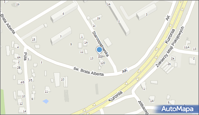 Radom, św. Brata Alberta, 15a, mapa Radomia