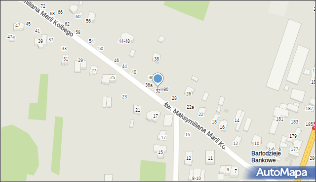 Radomsko, św. Maksymiliana Marii Kolbego, 32, mapa Radomsko