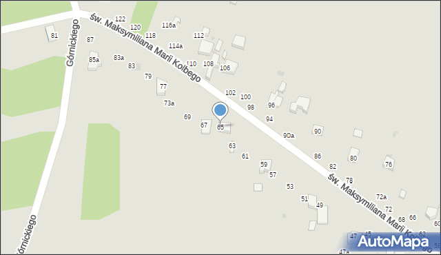 Radomsko, św. Maksymiliana Marii Kolbego, 65, mapa Radomsko