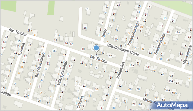 Radomsko, św. Rocha, 6, mapa Radomsko