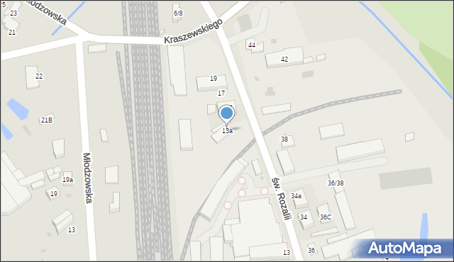 Radomsko, św. Rozalii, 13a, mapa Radomsko