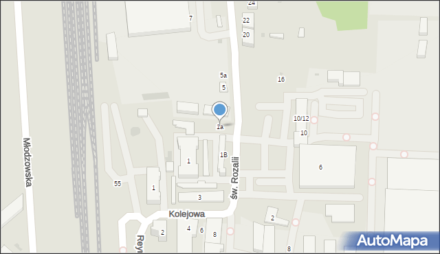 Radomsko, św. Rozalii, 1a, mapa Radomsko